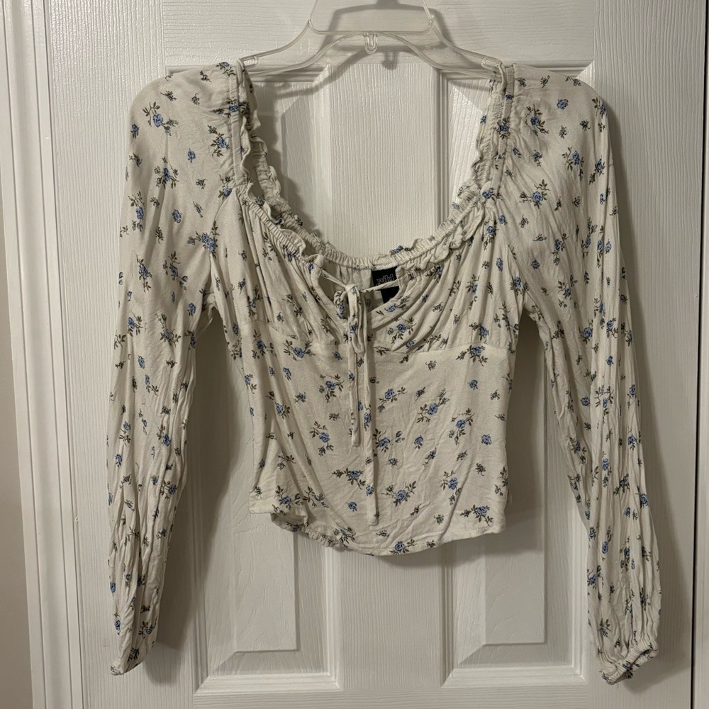 Wild Fable White Milkmaid Balloon Sleeve Shirt